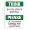 Signmission OSHA THINK Sign, Safety Starts W/ You Bilingual, 18in X 12in Decal, 12" W, 18" L, Landscape OS-TS-D-1218-L-11873 - alternate 1
